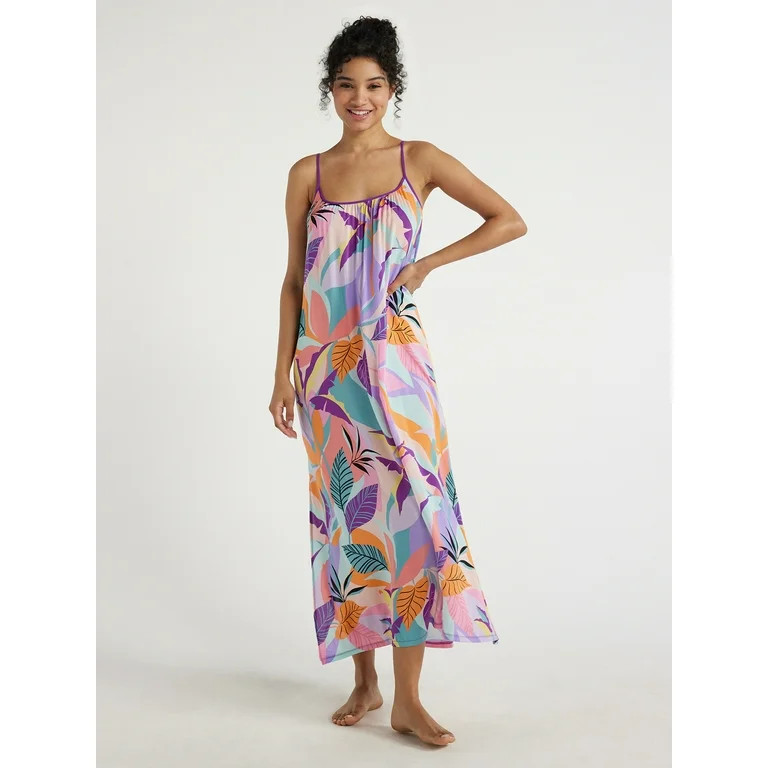 Joyspun Women's Sleeveless Woven Maxi Nightgown, Sizes S to 4X - Walmart.com | Walmart (US)