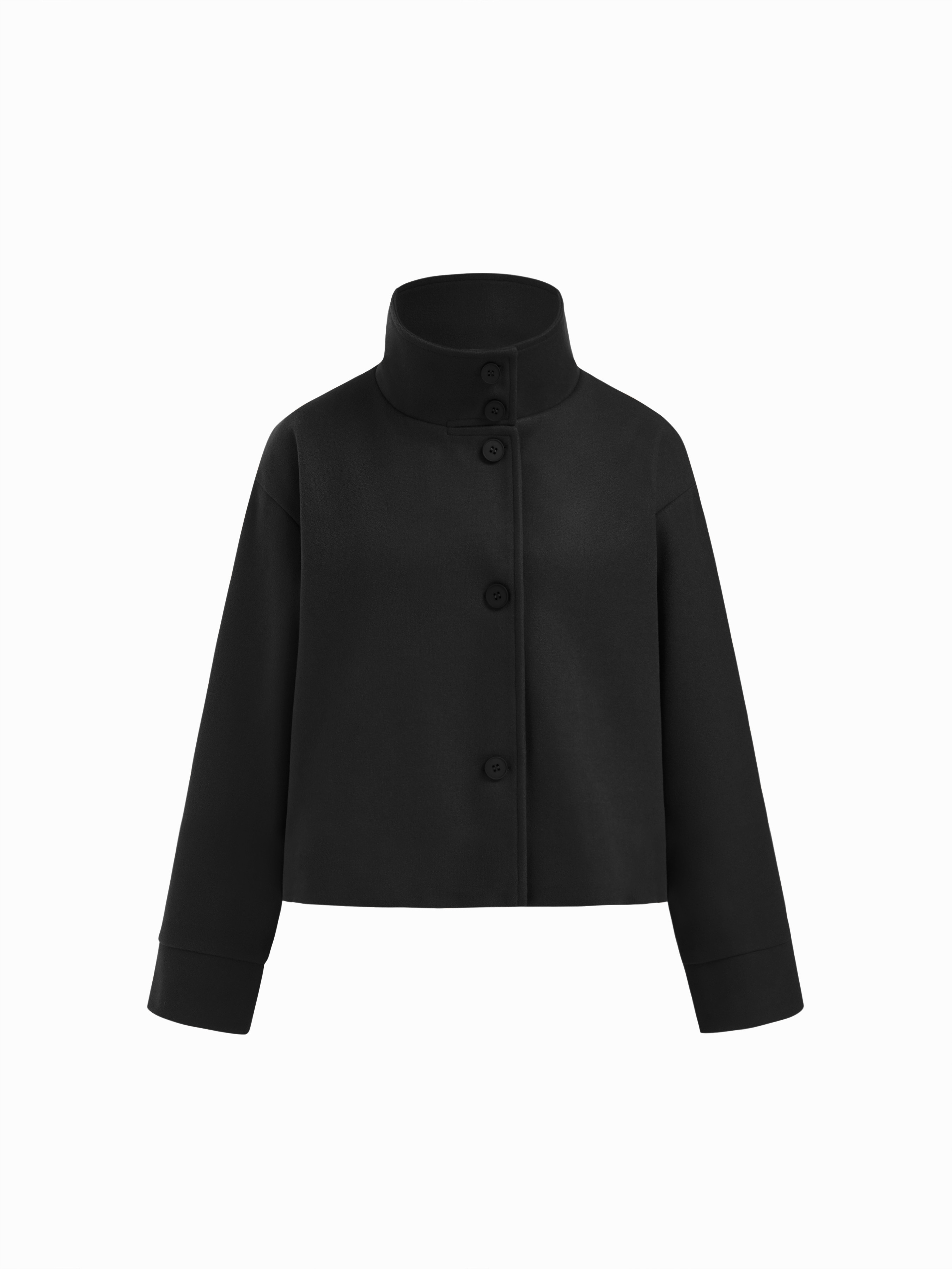 Woven High Neck Button Oversized Long Sleeve Jacket For Daily Casual | Cider