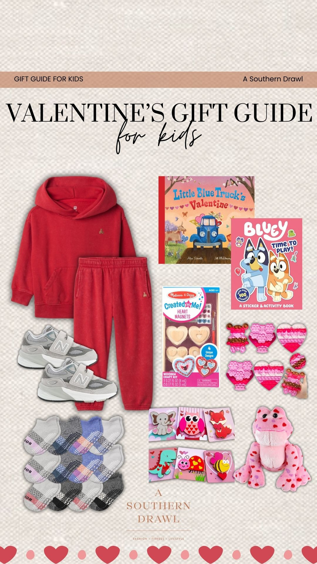 Gift Guide: Valentine's Day for Kids❤️

gift guide, gift ideas, gift guide for kids, gift guide for toddler, gift guide for boys, gift guide for girls, toddler books, stuffed animal, activities for kids, bombas socks, a Southern Drawl, Grace White 

 #LTKGiftGuide #LTKSeasonal #LTKFindsUnder100