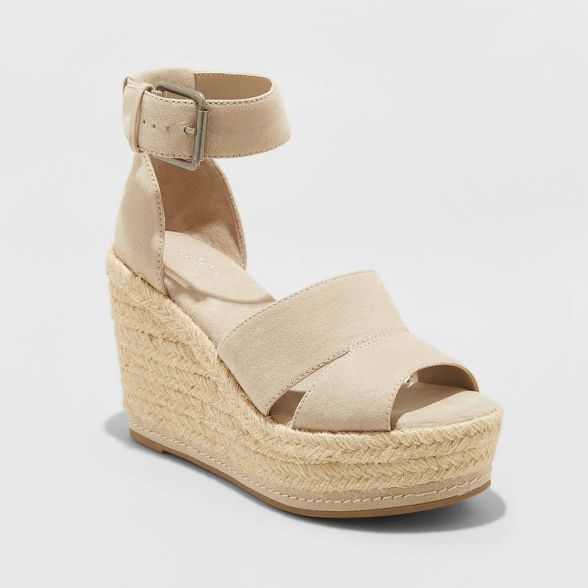 Women's Caroline Microsuede Ankle Strap Espadrille Wedge - Universal Thread™ | Target