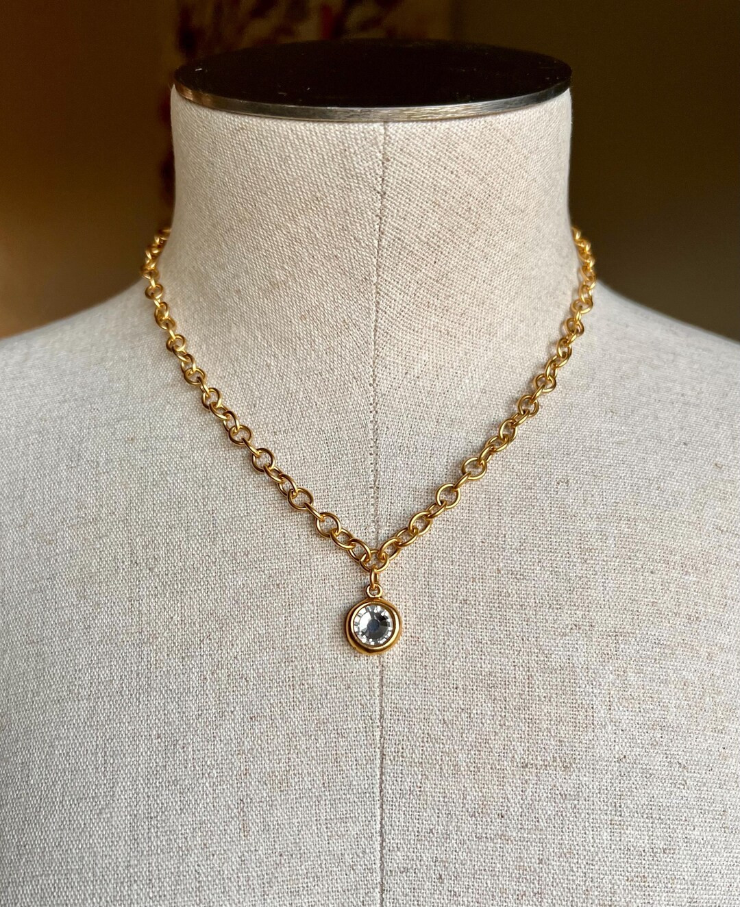 Simple Crystal Charm Necklace - Etsy | Etsy (US)