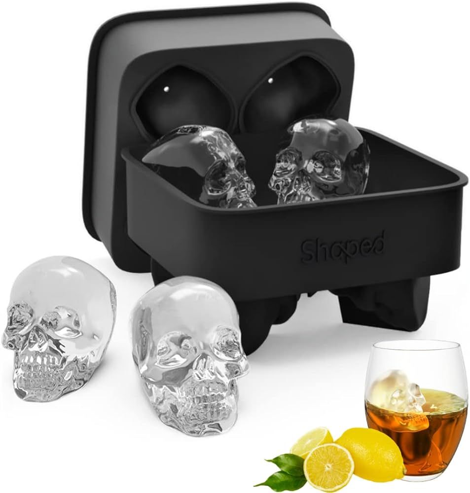Shaped 3D Large Skull Ice Cube Mold Tray, Stackable Silicone Round Ice Maker for Whiskey Drinkers... | Amazon (US)