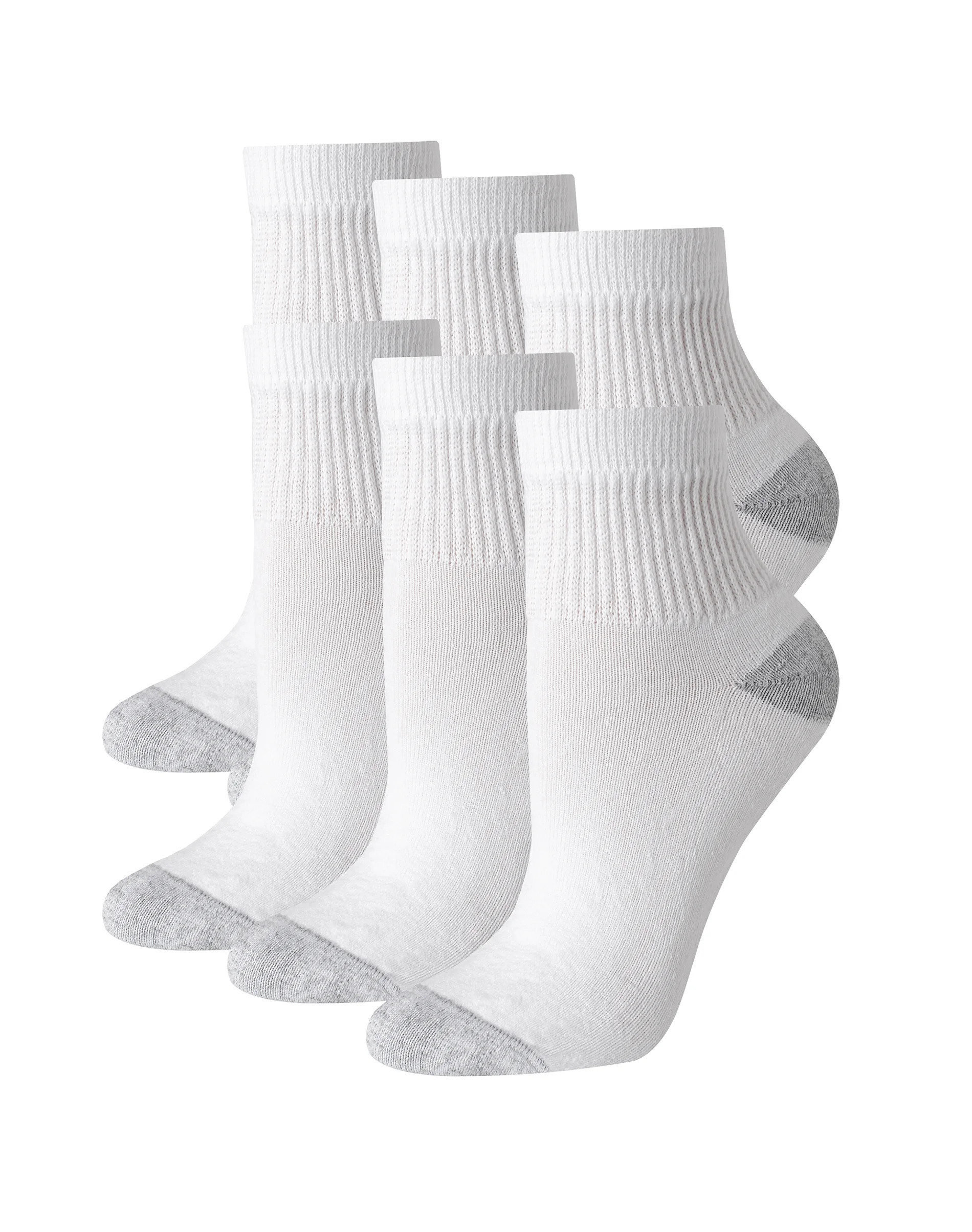 Hanes Women's Ankle Socks, Moisture-Wicking, 6-Pairs White w/Grey Vent 5-9 | Hanes.com