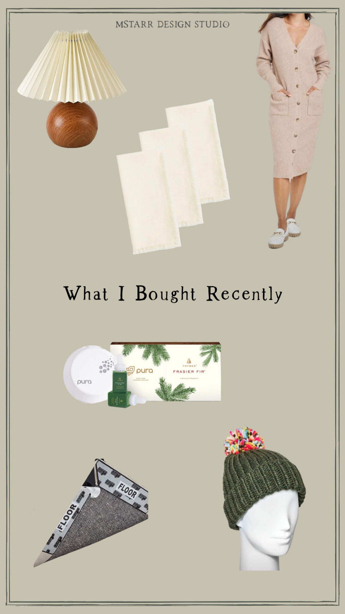 What I Bought Recently!

Cloth napkins, a beanie, sweater dress, carpet stickers, pura room scents, and a table lamp

#holidayoutfit #target #amazon #thymes #worldmarket

#LTKGiftGuide #LTKunder100 #LTKhome