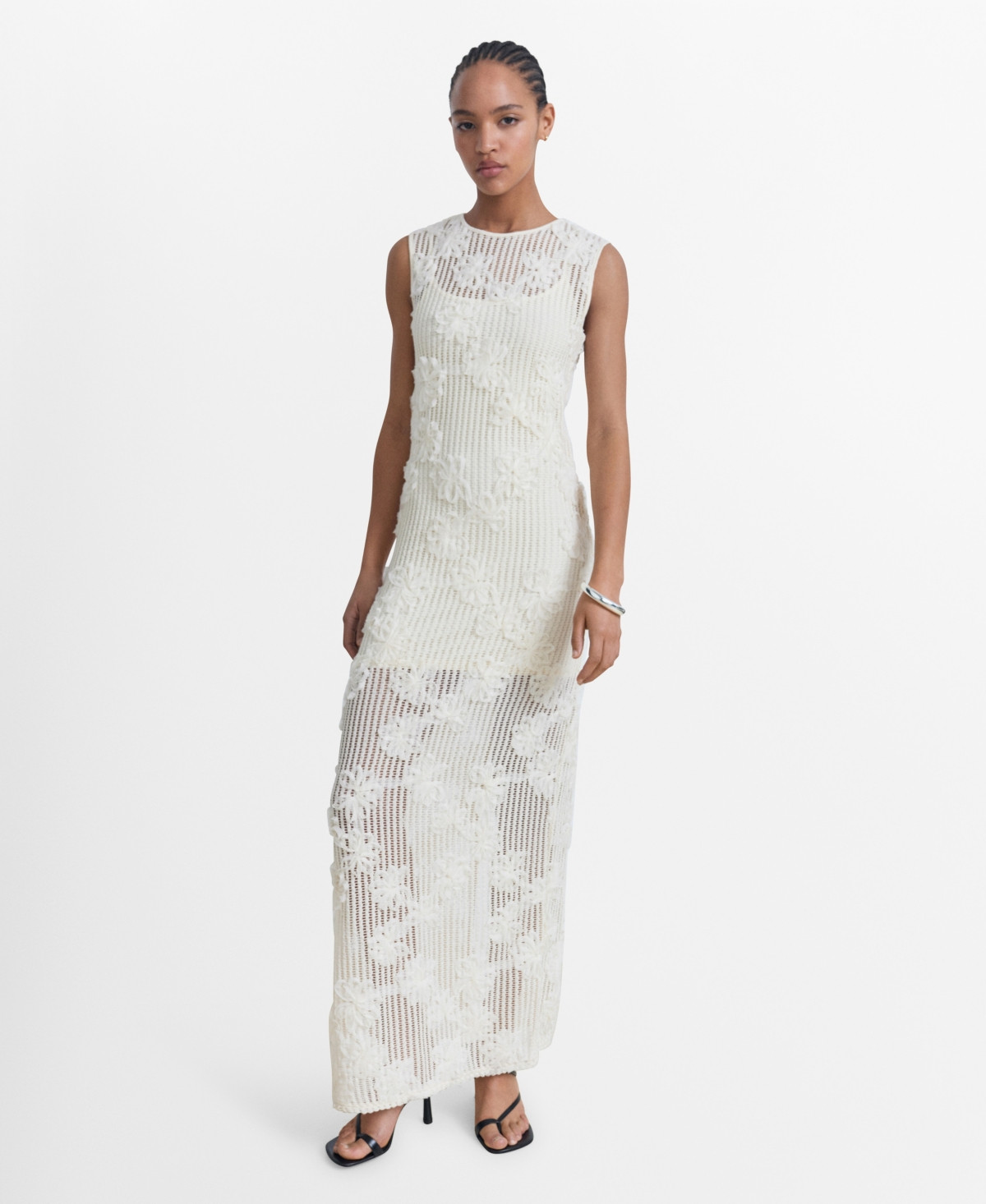 Mango Women's Floral Crochet Dress - Ecru | Macy's