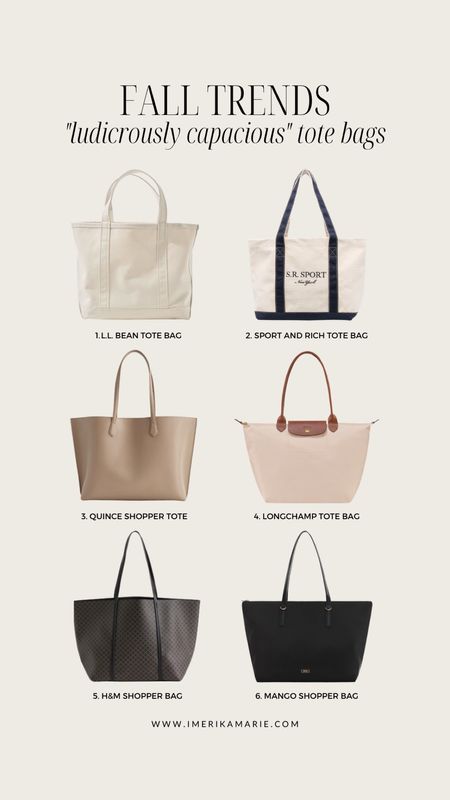fall fashion trends. tote bag. l.l. bean tote bag. sporty and rich tote bag. quince tote bag. longchamp tote bag. h&m shopper tote bag. mango tote bag

#LTKstyletip #LTKitbag #LTKSeasonal