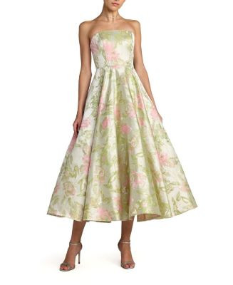 Mac Duggal Floral Strapless A-Line Midi Dress | Bloomingdale's Women | Bloomingdale's (US)
