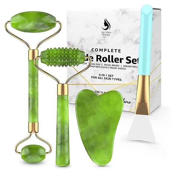 Jade Roller for Face, Jade Gua Sha 4 in 1 Set Gua Sha SkinCare Face Roller, Gua Sha Facial Tools,... | Amazon (US)