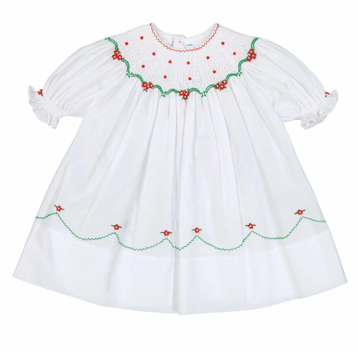Short Sleeve Holiday Pearl Flower Bishop Dress | Feltman Brothers