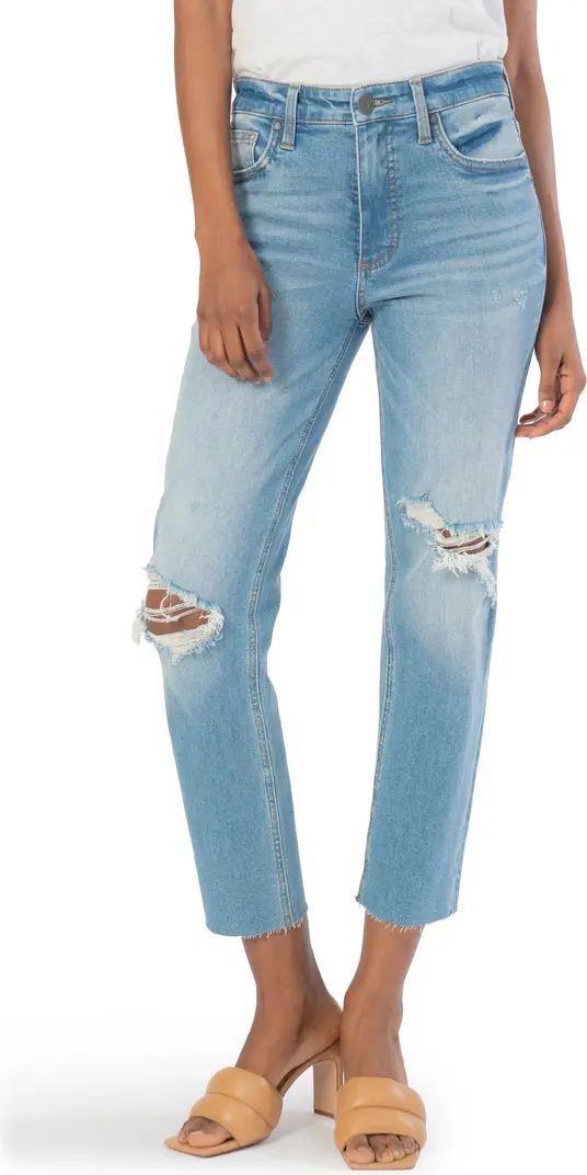 KUT from the Kloth Rachael Fab Ab Ripped High Waist Raw Hem Mom Jeans | Nordstrom | Nordstrom