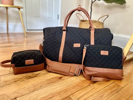I love this travel set! The duffel bag has a compartment for shoes, a laptop pocket, and lots of room for clothes! It even comes with a matching crossbody bag and a toiletry case 

#amazon #travel #luggageset

#LTKitbag #LTKtravel #LTKunder50