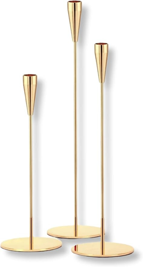 Legiolia Candle Holder, Taper Candle Holders, Set of 3 Bulk, Candle Sticks Long Holder, Brass Can... | Amazon (US)