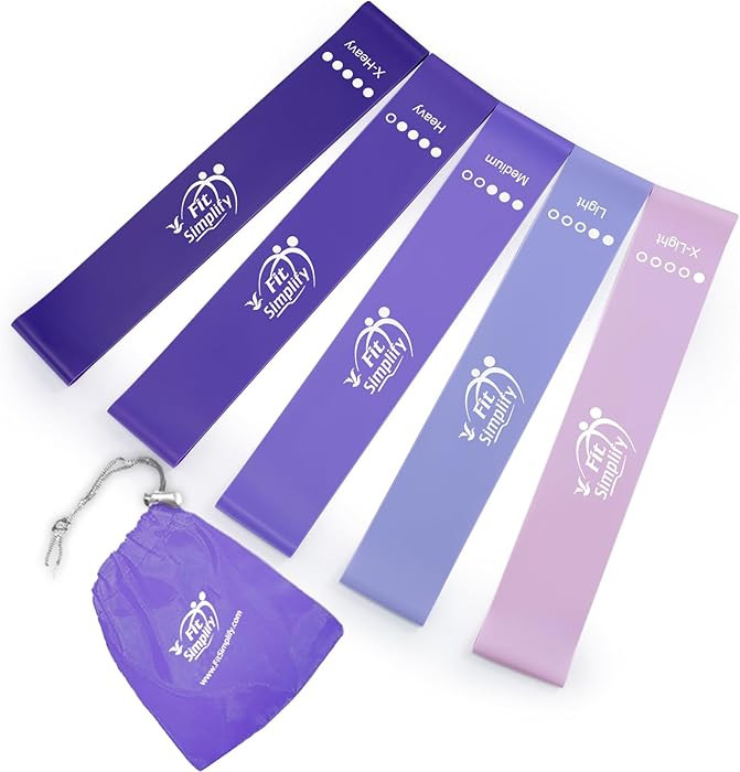 Fit Simplify Resistance Loop Exercise Bands with Instruction Guide and Carry Bag, Set of 5 | Amazon (US)