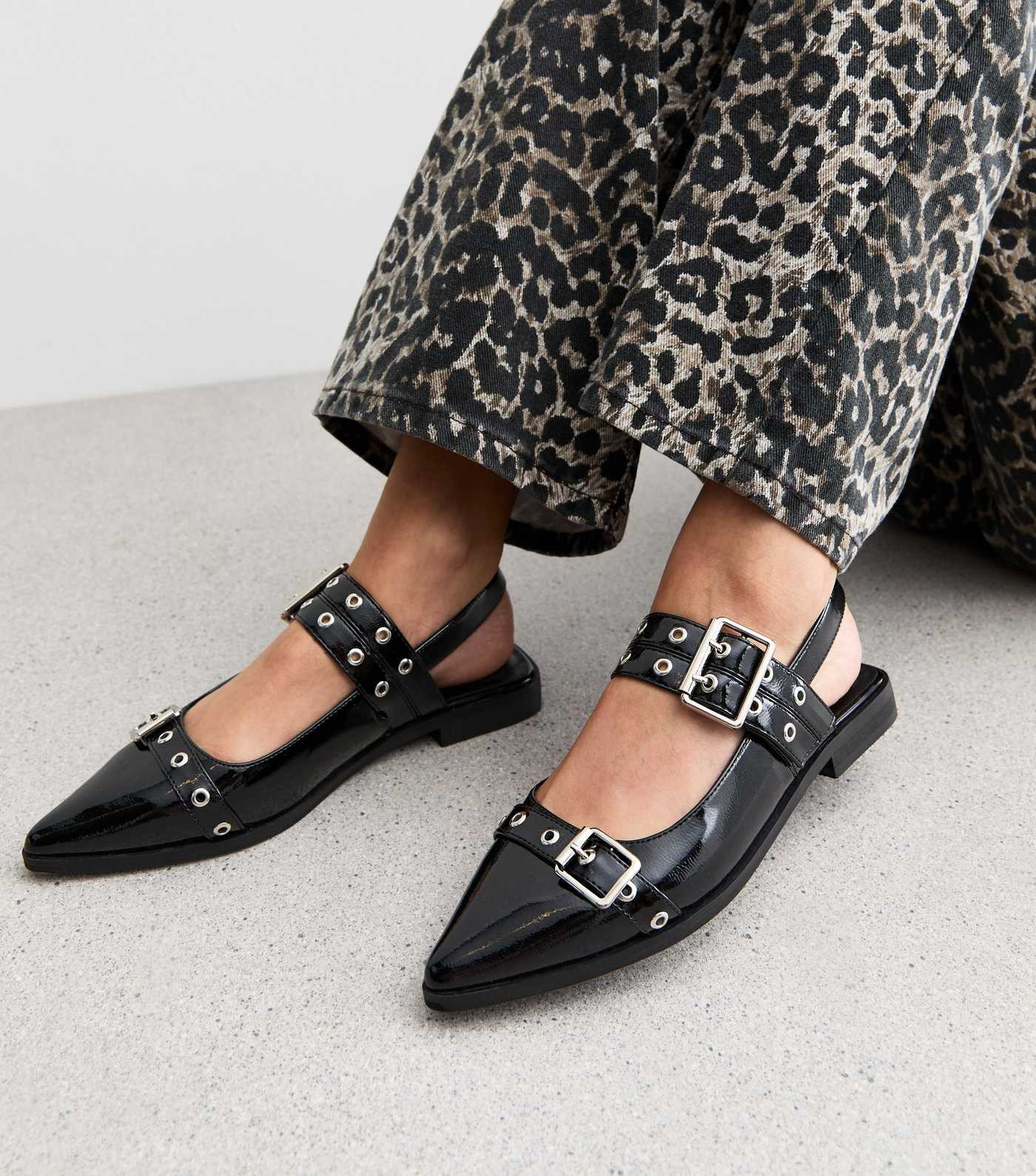 Black Patent Mary Jane Buckle Ballerinas  | New Look | New Look (UK)