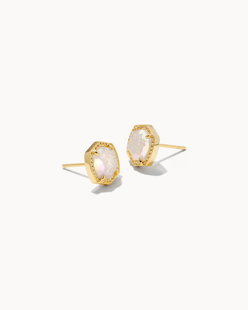 Davie Gold Stud Earrings in Iridescent Drusy | Kendra Scott