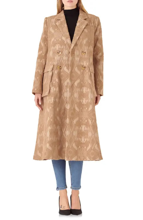 English Factory Brocade Swing Coat in Camel at Nordstrom, Size Large | Nordstrom