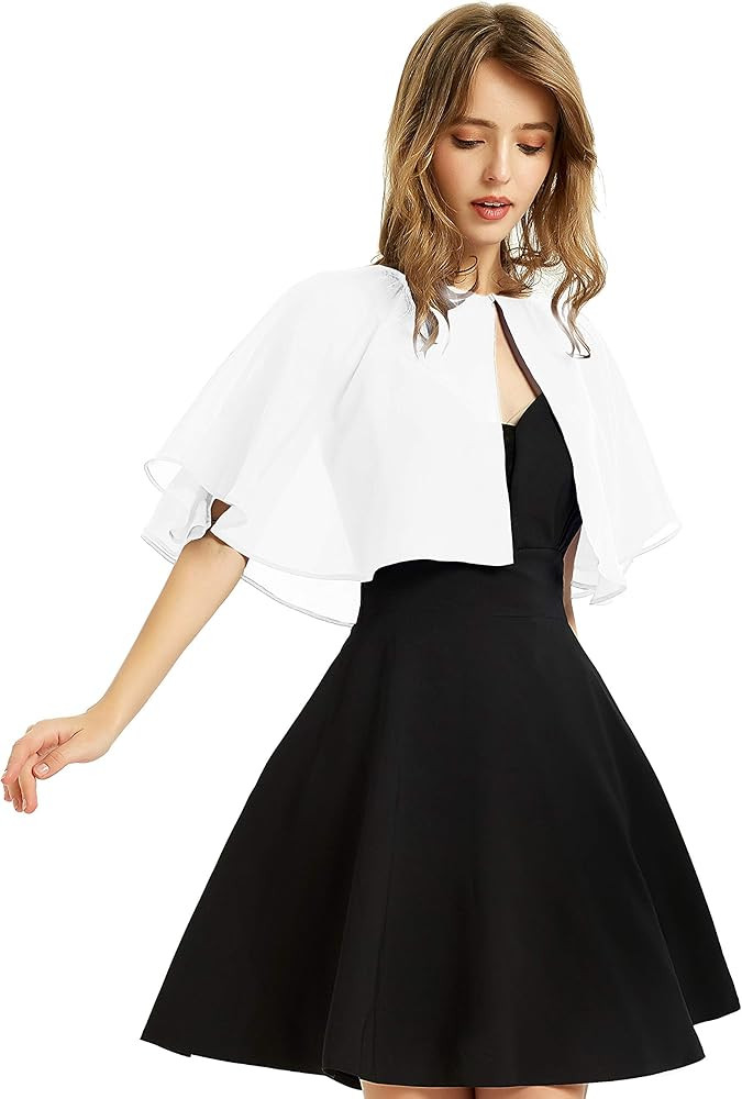Women's Soft Chiffon Shawl Wraps Shrug for Evening Dress Wedding Cape Bolero Flapper Cover Up | Amazon (US)
