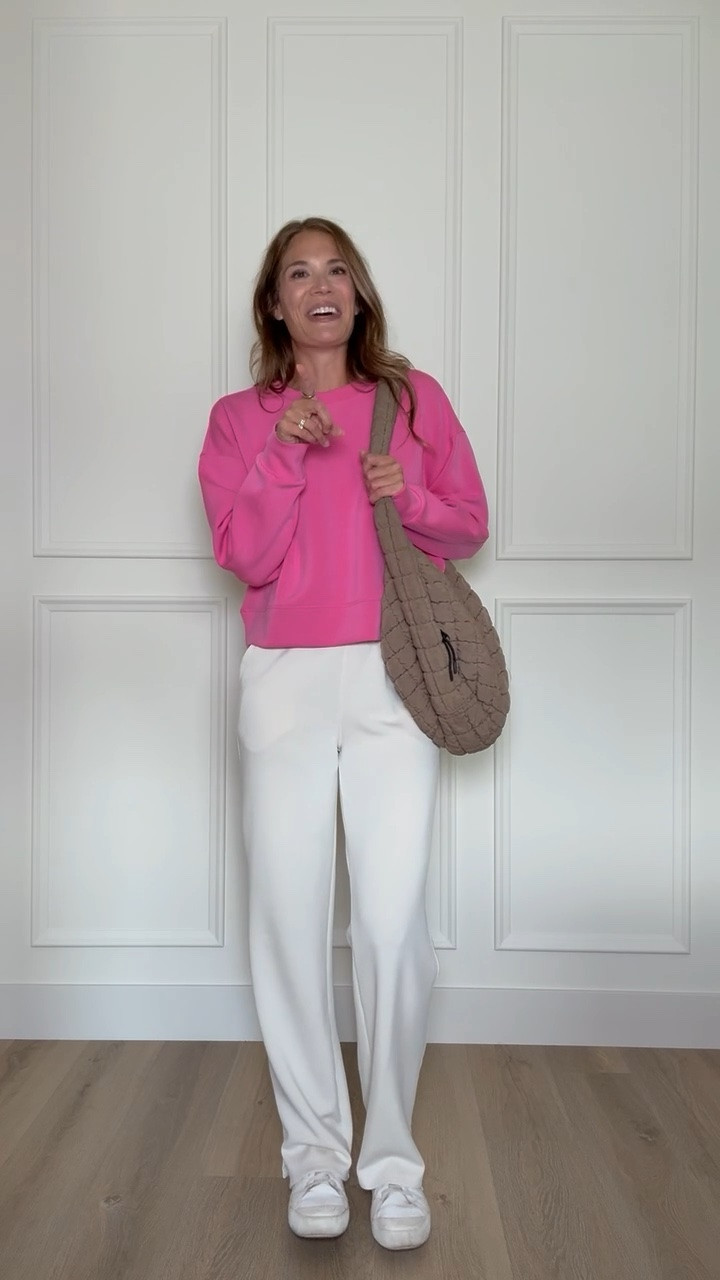 The cutest casual fit! This pink sweatshirt is so good worn oversized. I sized up to an XL for that relaxed, slouchy look and paired it with white sweatpants for the comfiest pop of color.

pink sweatshirt, oversized sweatshirt, white sweatpants, casual fall outfit, lounge outfit, comfy outfit, pink and white outfit, relaxed style, fall casual style, lovelylifestyling

#LTKdayinmylife #LTKootd #LTKgrwm
