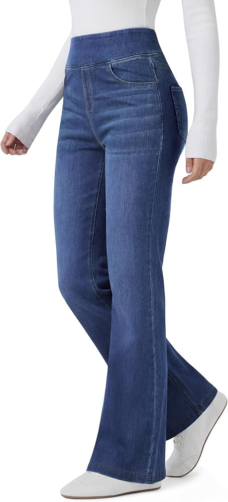 FireSwan Women\u2019s Trendy Stretchy Flare Jeans Pull On Casual Denim Pants | Amazon (US)