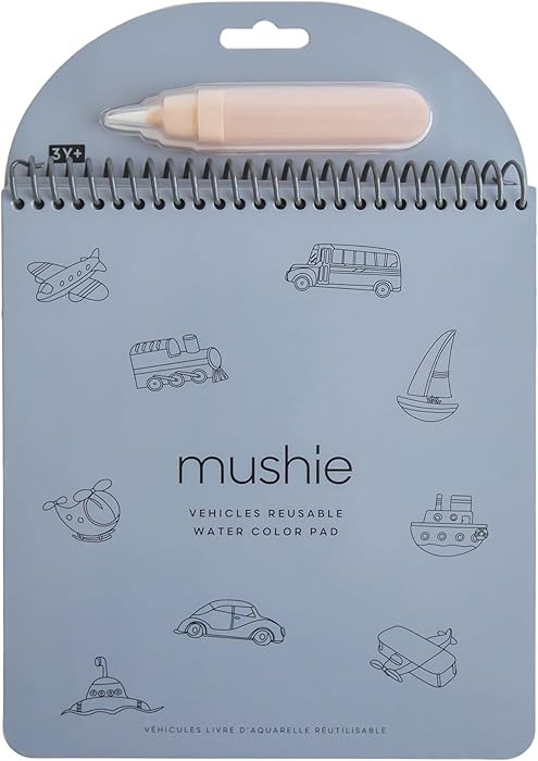 mushie Vehicles Reusable Water Color Pad | Montessori Travel Activity Book with Planes, Trains, a... | Amazon (US)