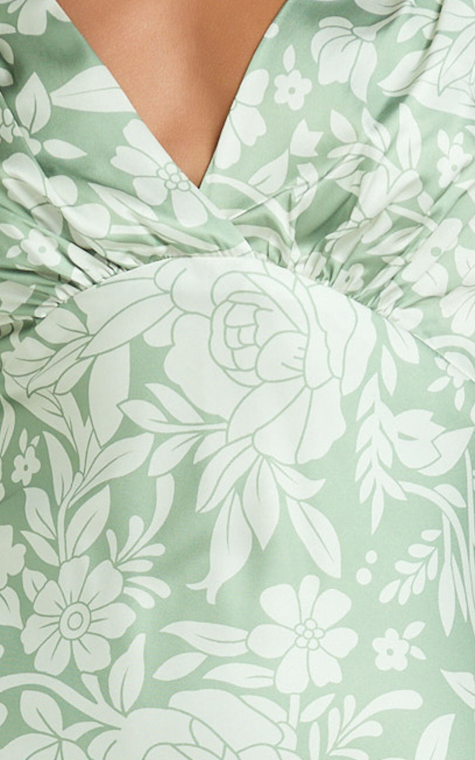 Freollyn Midi Dress - Deep V Neck Long Sleeve Dress in Sage | Showpo (US, UK & Europe)