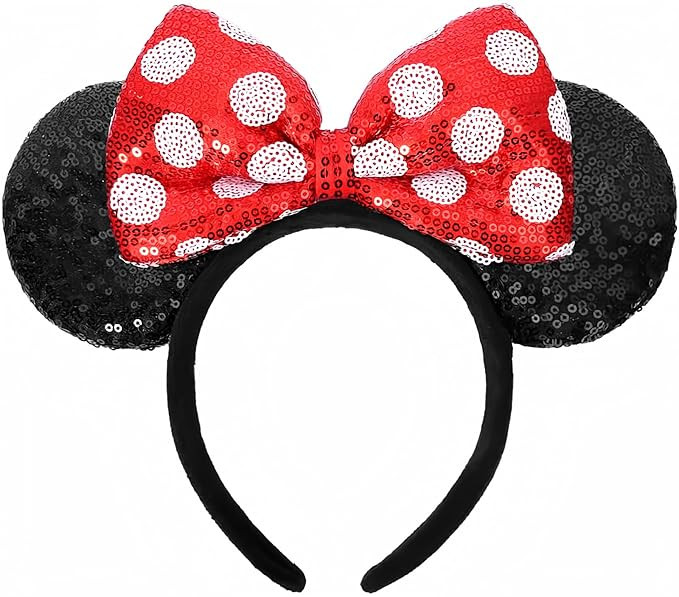ETLUK Mouse Ears Headband, Mouse Ears Sequin Bow Headbands for Women Girls, Cosplay Accessories P... | Amazon (US)