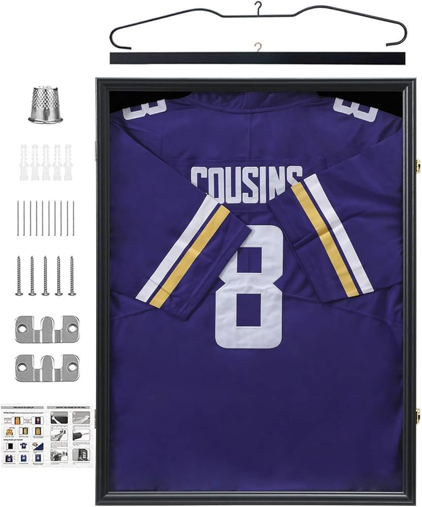 Jinchuan Jersey Frame Display Case Large Frames Shadow Box Lockable with UV Protection for Baseba... | Amazon (US)