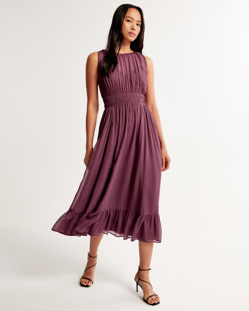 Easy High-Neck Midi Dress | Abercrombie & Fitch (US)