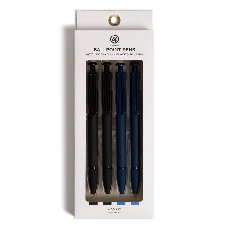 U Brands 4pk Ballpoint Pens Monterey Soft Touch 2 Black 2 Blue | Target