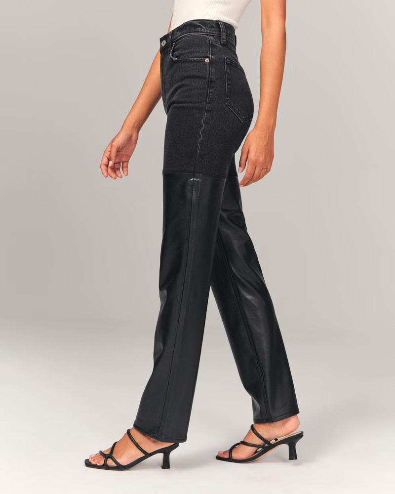 Mixed Fabric Ultra High Rise 90s Straight Jean | Abercrombie & Fitch (US)