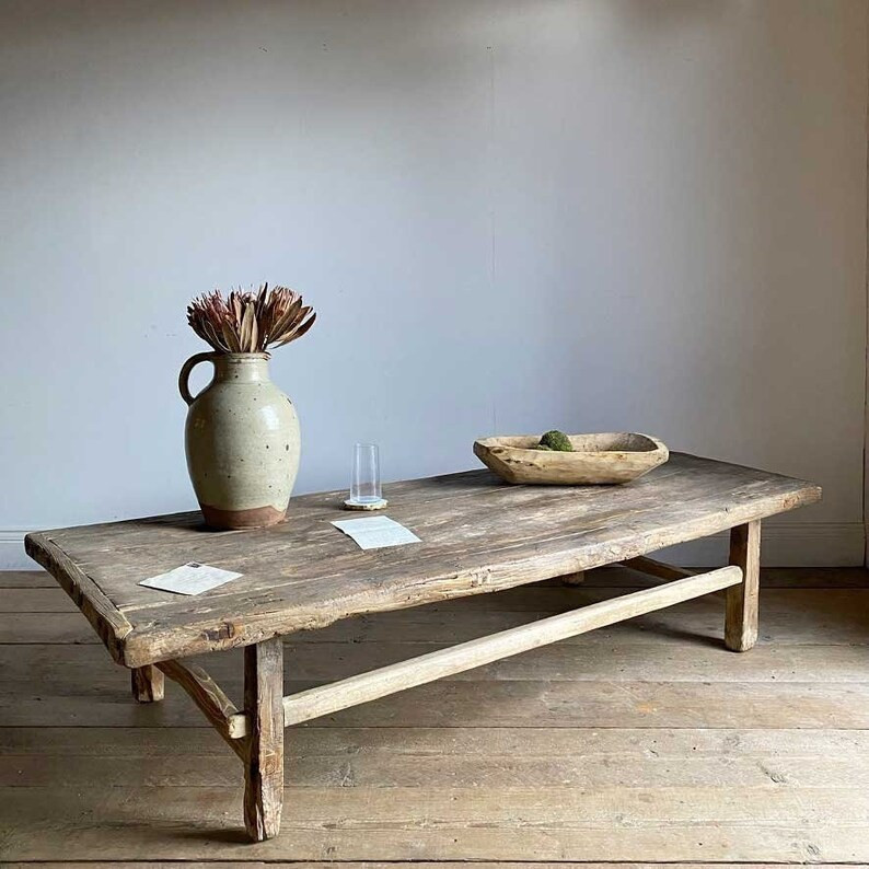 Moroccan Rustic Large Coffee table , Wooden Rustic Low Dining and Coffee Table, Live Edge Furnitu... | Etsy (US)