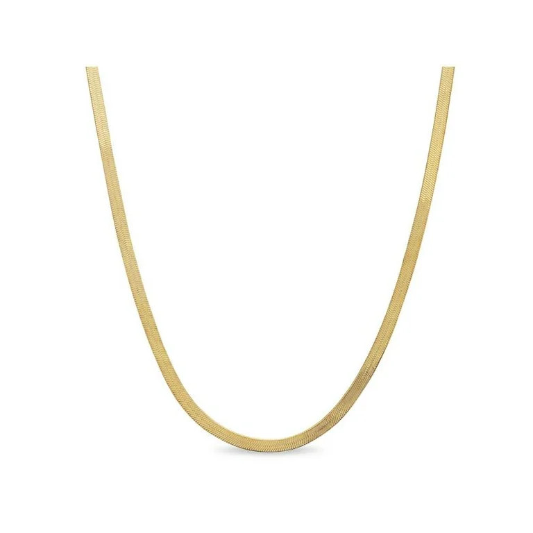 Gold over Sterling Silver Herringbone Chain Necklace 18 inches | Walmart (US)