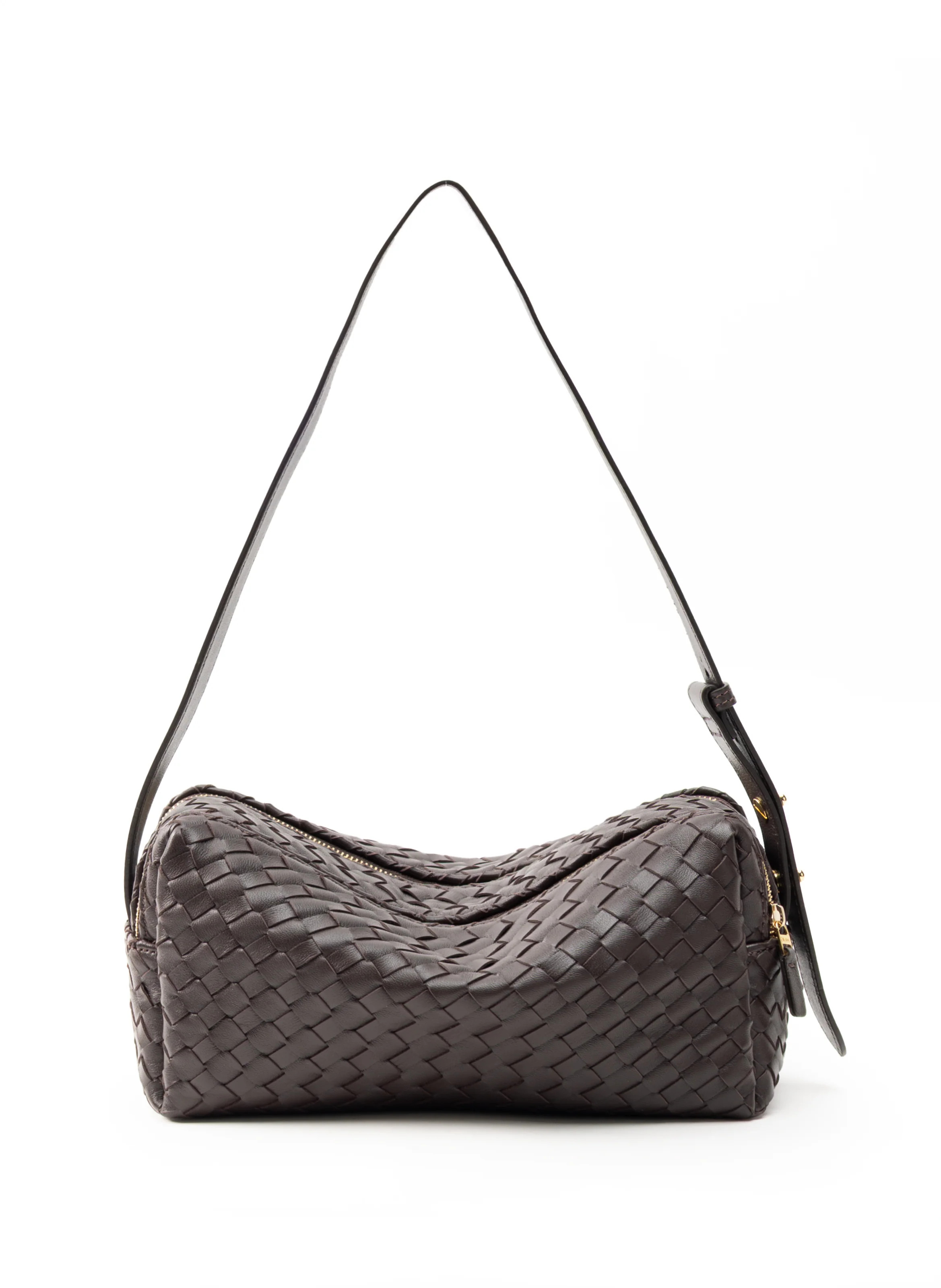 Trousse Woven Leather Dark Brown - French Woven Handbags - Elleme | Elleme