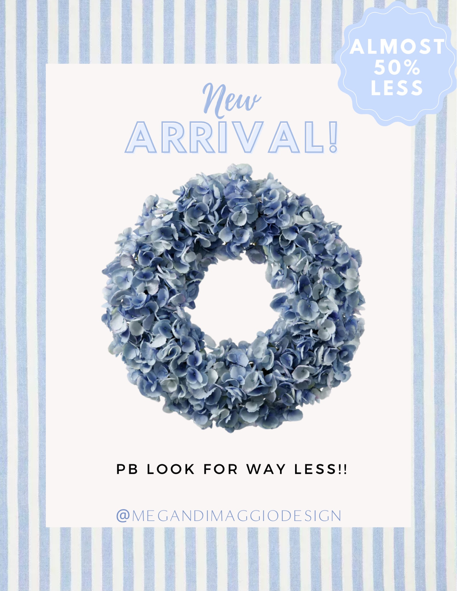 Found the same blue faux hydrangea wreath they sell at Pottery Barn and other retailers, but for almost 50% less on sale!! 😍🙌🏻🏃🏼‍♀️

#LTKSaleAlert #LTKHome
