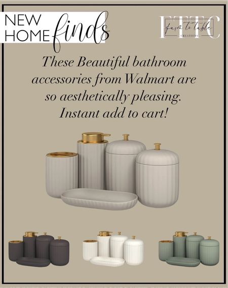 Walmart New Home Finds. Follow @farmtotablecreations on Instagram for more inspiration.

The Beautiful line at Walmart keeps on getting better. These gorgeous new bathroom accessories are so aesthetically pleasing & comes in four colors  

#LTKStyleTip #LTKHome #LTKFindsUnder50