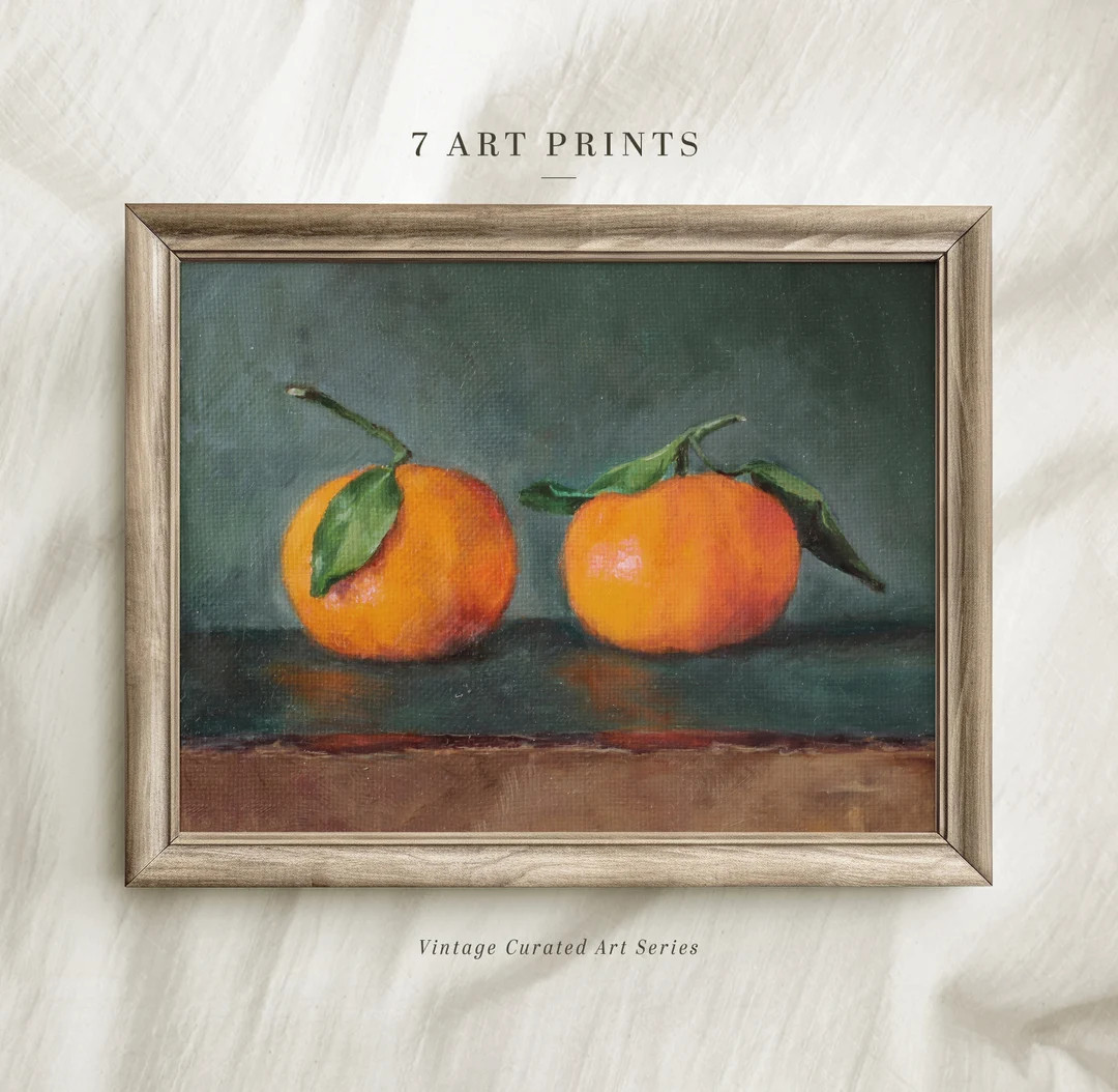 Mandarin Orange Oil Painting Print, Vintage Still Life Painting, Digital Download - Etsy | Etsy (US)