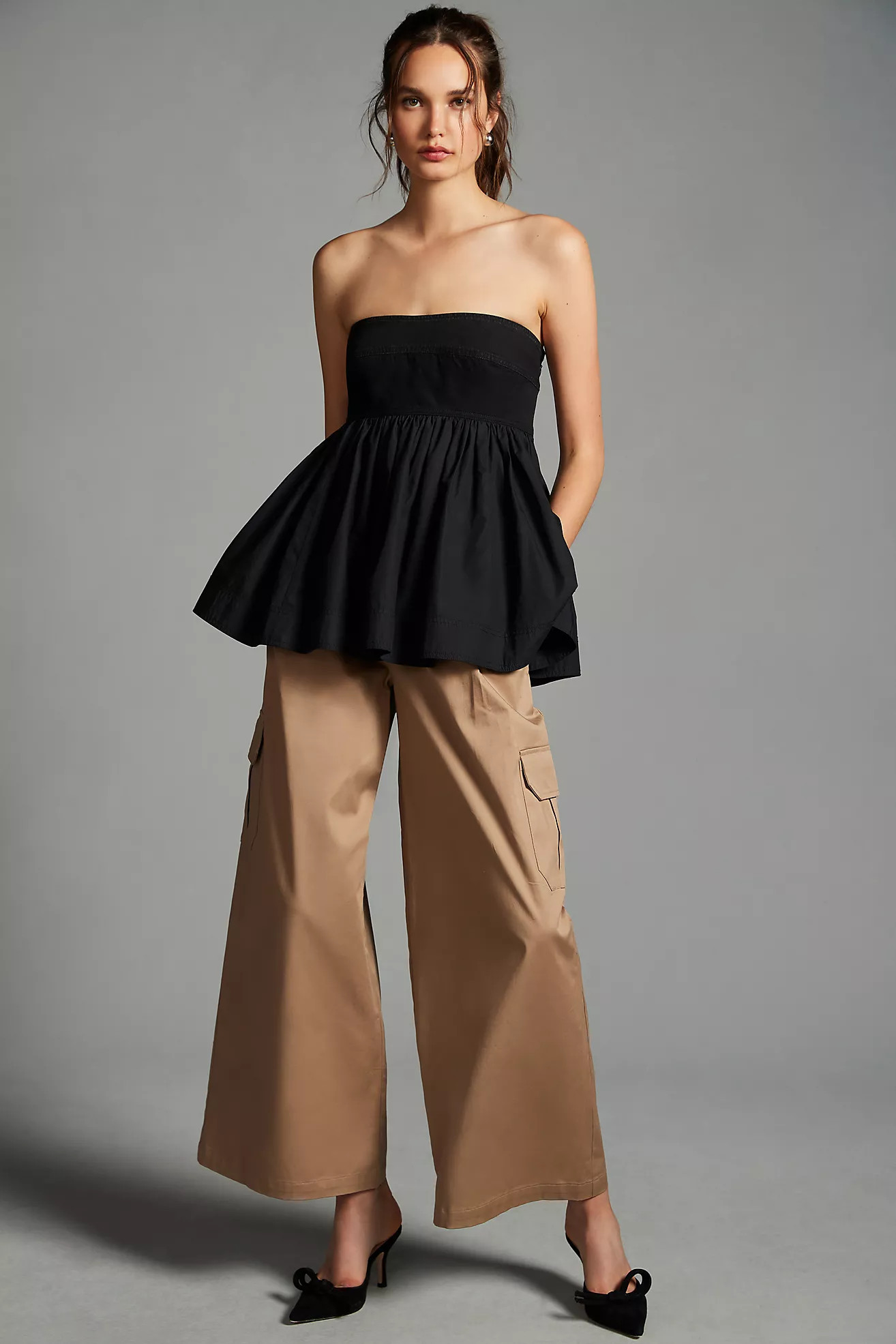 Pilcro Strapless Cotton Babydoll Top | Anthropologie (UK)