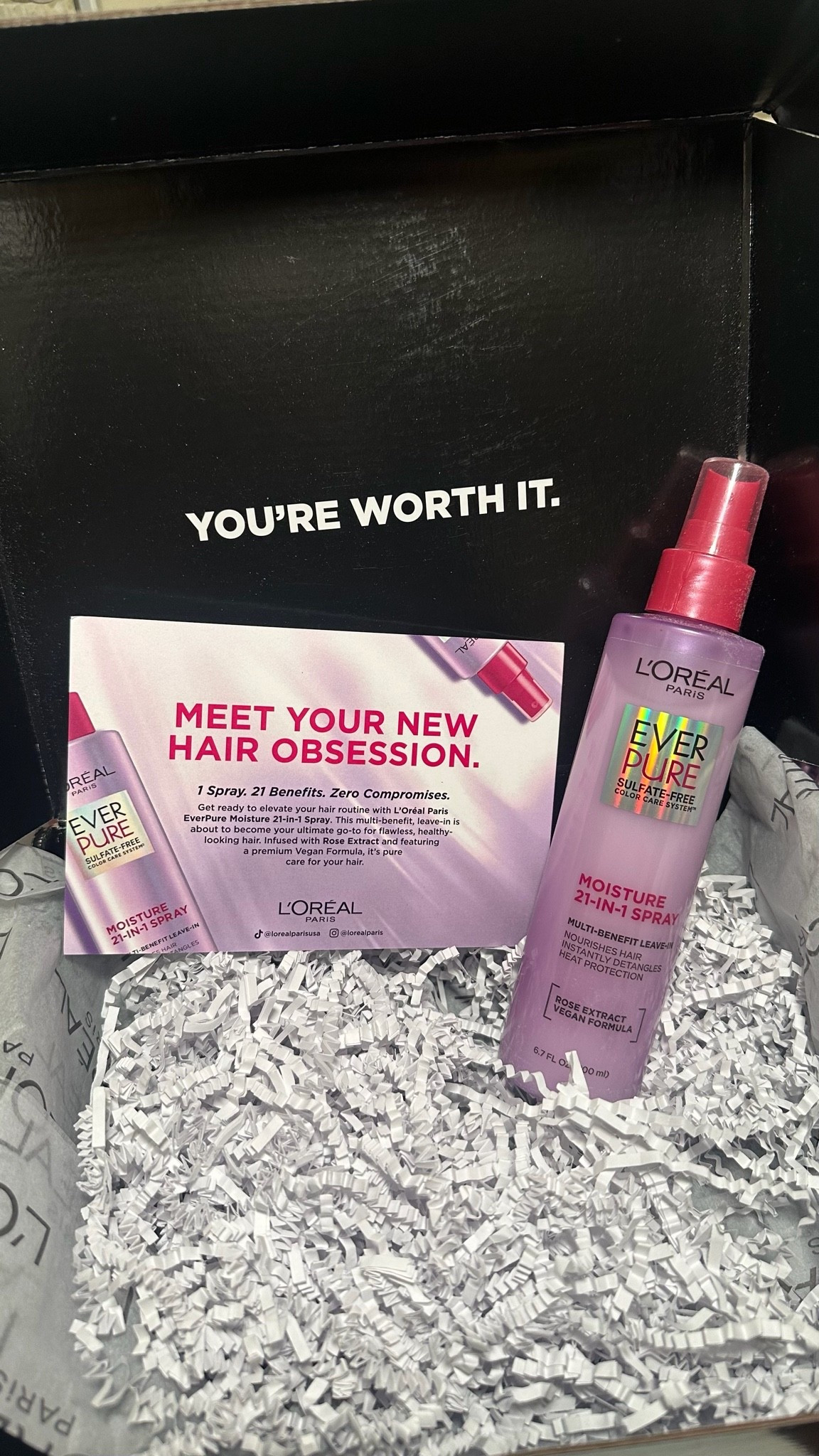 A good leave-in is a MUST 🤭✨ This L’Oréal EverPure 21-in-1 spray does everything from moisturizing + detangling to heat protection. Linking it here 💕 
#LTKBeauty #HairCare #LorealParis #LeaveInConditioner #HairProducts