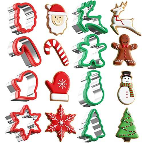 Christmas Cookie cutters Set 8 Pieces, Holiday Cookie Cutters with Comfort Grip, Stainless Steel Baking Cutters Christmas Shapes for Xmas, Gingerbread Man, Snowflakes, Christmas Tree, Santa, etc | Amazon (US)