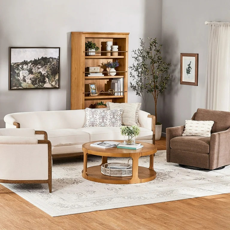 My Texas House Roan Swivel Accent Chair, Brown Fabric Upholstery | Walmart (US)