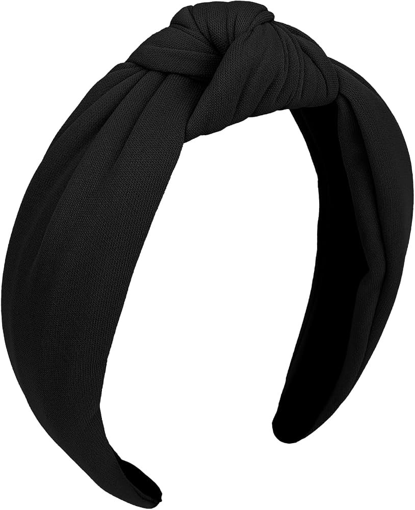 CURASA Headbands for Women Girls Non Slip Knotted Headband Wide Preppy Fashion Hairband Black Top... | Amazon (US)