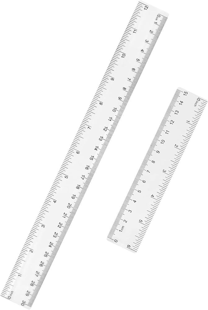 Unjoo Clear Plastic Ruler 6 Inch+12 Inch Straight Ruler, Shatterproof Rulers with Inches and Cent... | Amazon (US)