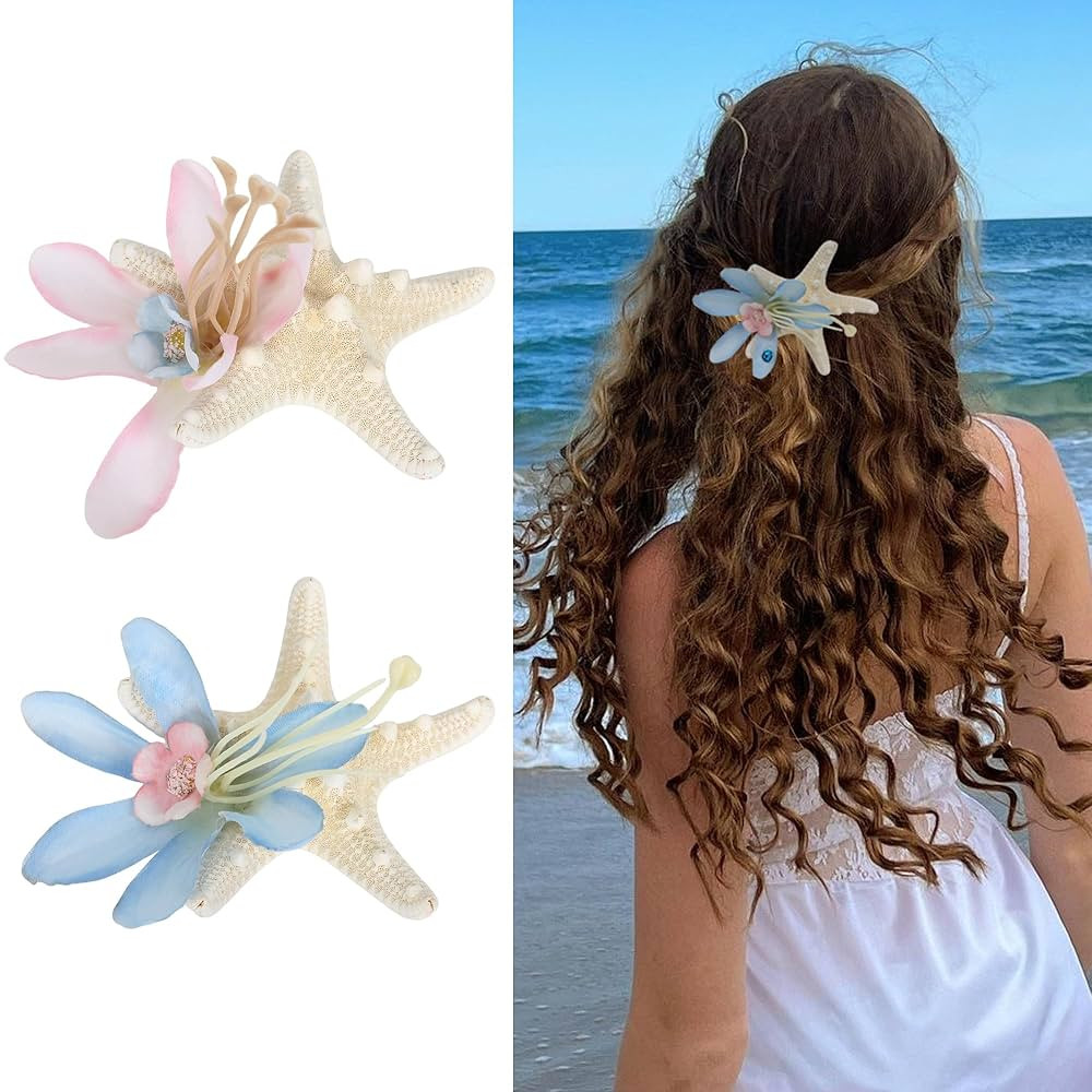 Starfish Hair Clip seashell hair clip Beach Sea Star mermaid hair accessories for women girl. | Amazon (US)