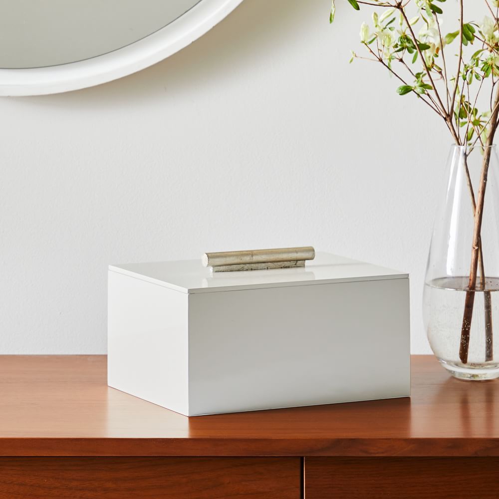 Barrel Handled Jewelry Boxes - White Lacquer | West Elm (US)