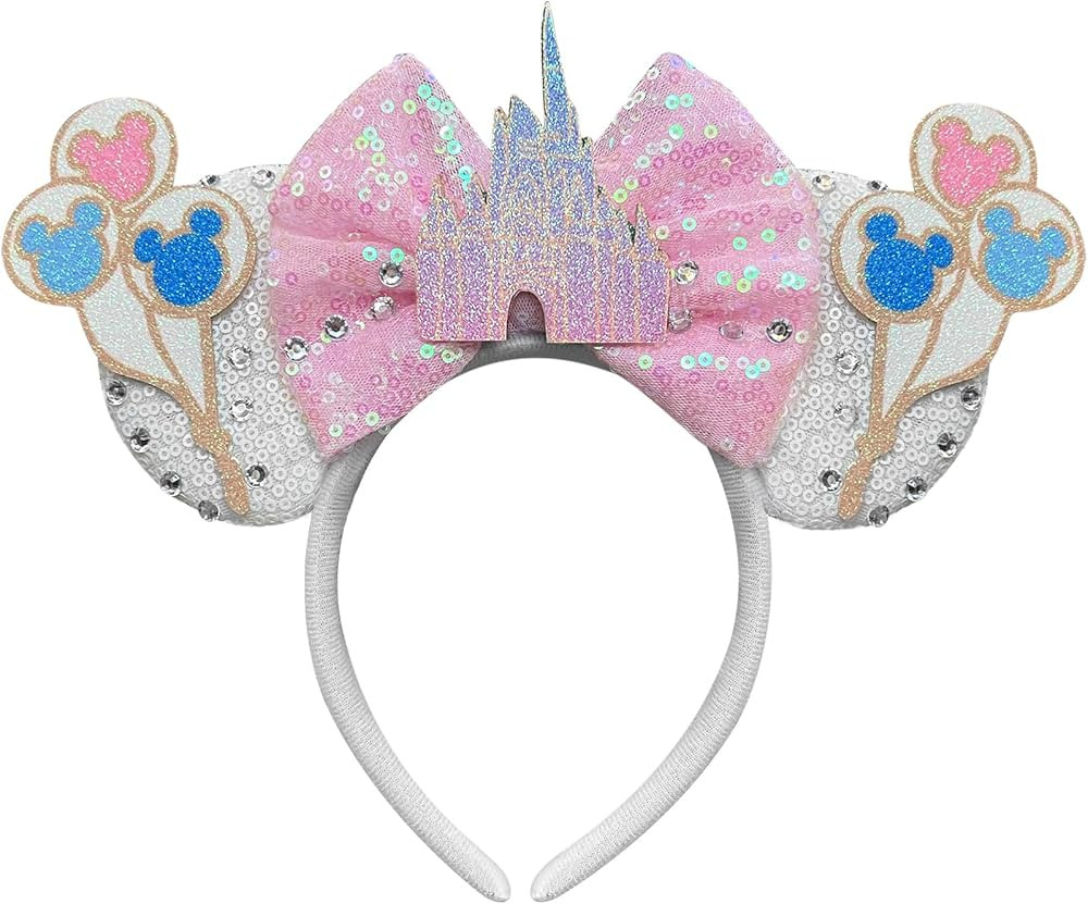 Bolonar Halloween Mouse Ears Headband Sequin Pink Castle Mouse Ears Minnie Ears for Girls Mouse E... | Amazon (US)