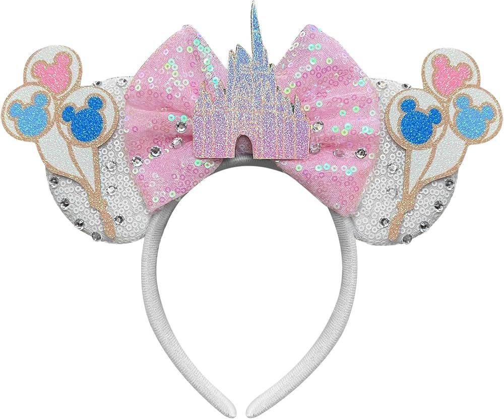 Bolonar Halloween Mouse Ears Headband Sequin Pink Castle Mouse Ears Minnie Ears for Girls Mouse E... | Amazon (US)