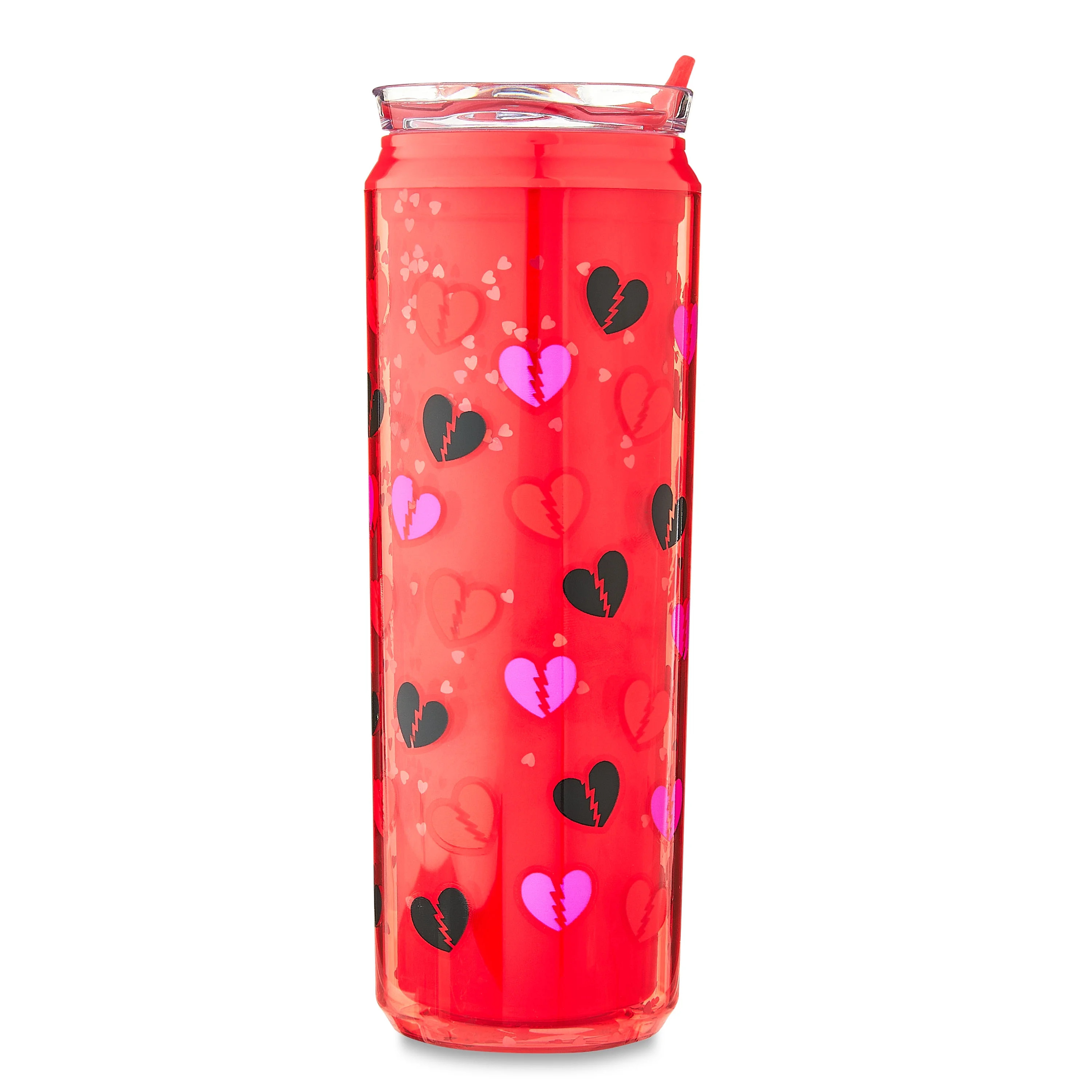 Modern Glitter Can, Red Broken Hearts, 16 fl oz, by Way To Celebrate | Walmart (US)