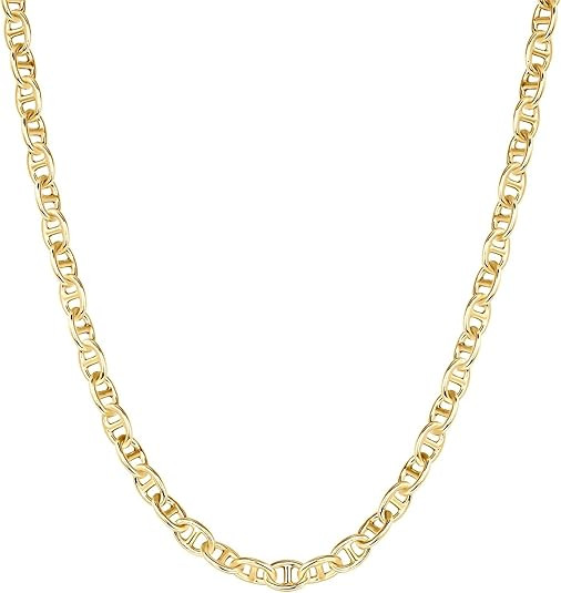 PAVOI 14K Gold Plated Adjustable Link Chain Necklace for Women | Box Rope Sphere Bead Serpentine ... | Amazon (US)