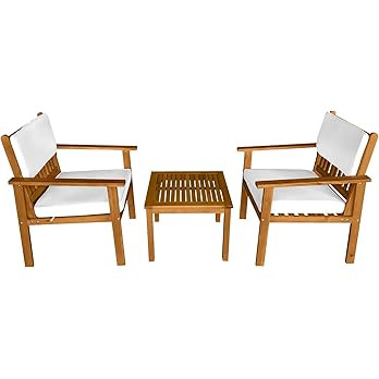 Amazon.com: 3-Piece Acacia Wood Patio Bistro Set Patio Furniture Outdoor Chat Conversation Table Cha | Amazon (US)