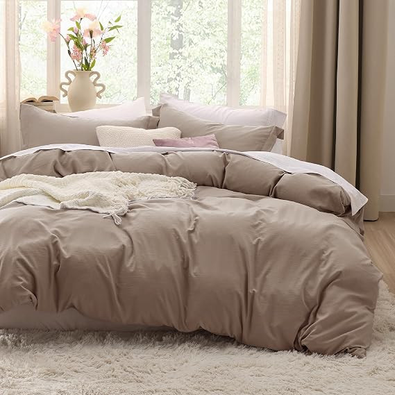 Bedsure Khaki Twin Duvet Cover Set - Soft Prewashed Duvet Cover Twin/Twin XL Size, 2 Pieces, 1 Du... | Amazon (US)